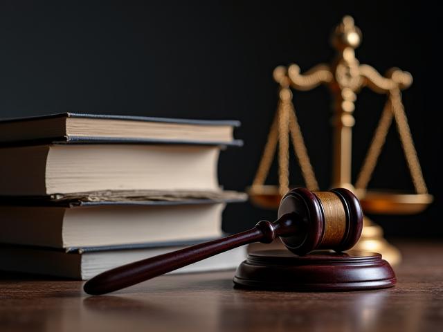天秤と法律書を背景にした法律アドバイスの画像