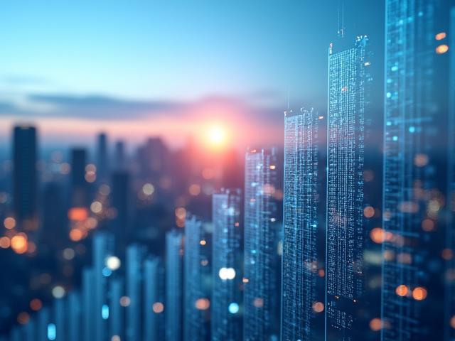 都会のビジネス街を背景にした戦略図